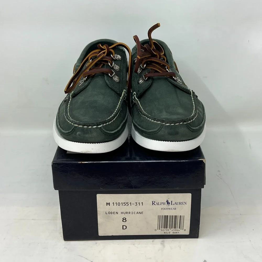 Polo Sport‎ Ralph Lauren Boat Shoes Loden Leather Moc Toe Green Men's 8D VTG NEW